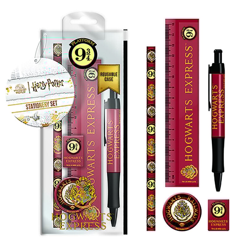 Set de papelería escolar Andén 9 3/4 y escudo Hogwarts