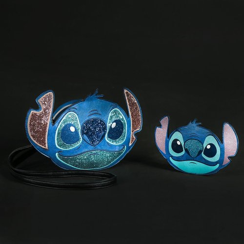 Monedero Redondo Con Forma Cara Stitch Azul