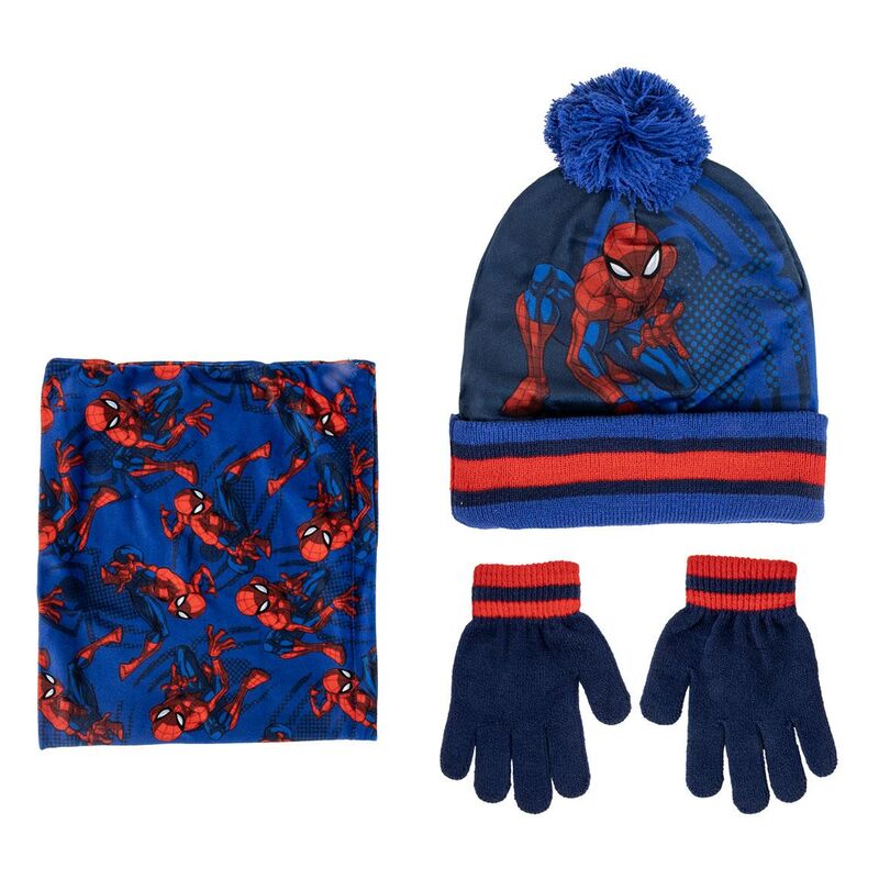 Conjunto gorro guantes braga cuello Spiderman Marvel