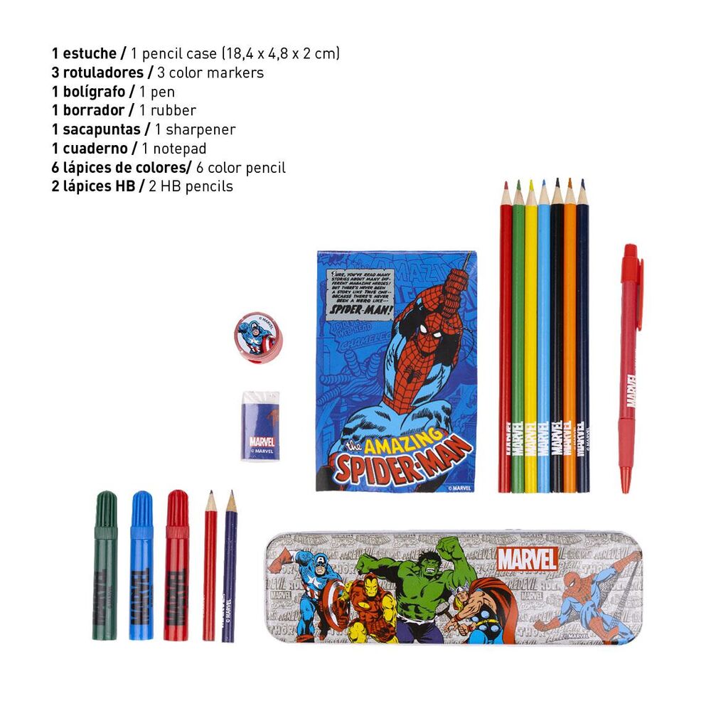 Set papeleria coloreable Marvel