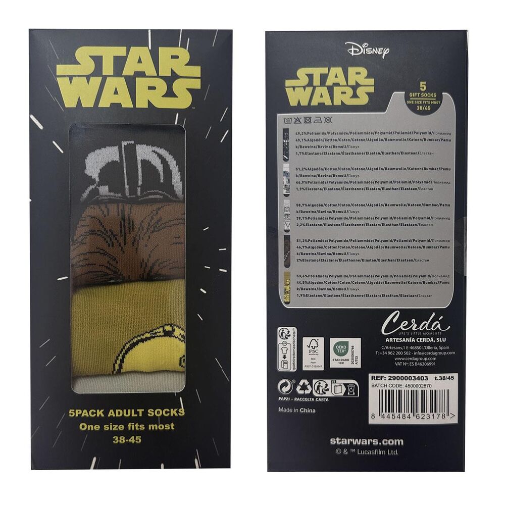 Set 5 pares calcetines Star Wars adulto