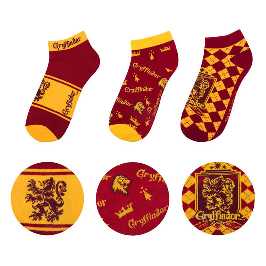 Harry Potter Pack de 3 Pares de calcetines tobilleros Gryffindor