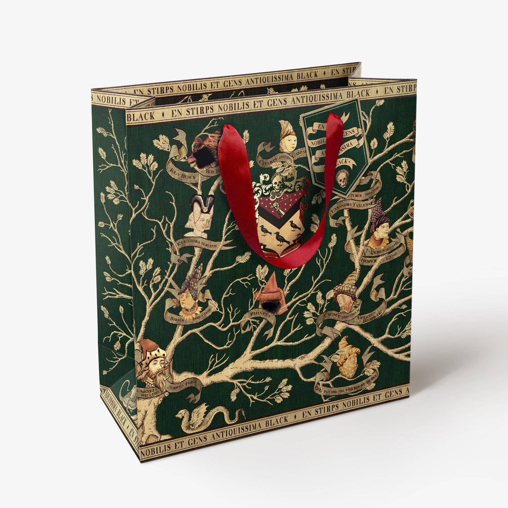 Bolsa de regalo grande, tapiz MinaLima negro - Harry Potter