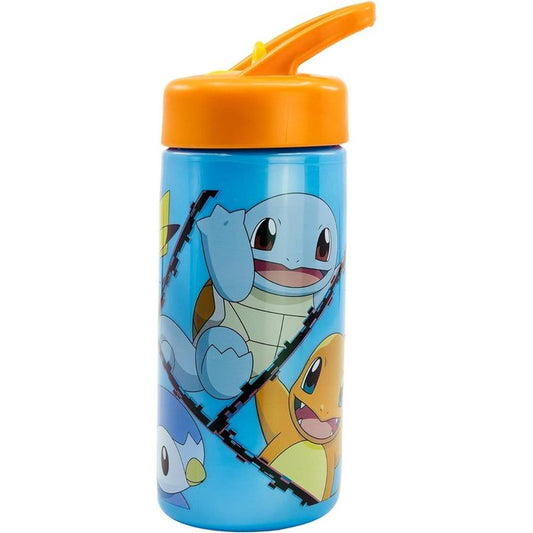 Botella Infantil Plástico Con Pajita 410Ml Pokémon Pikachu