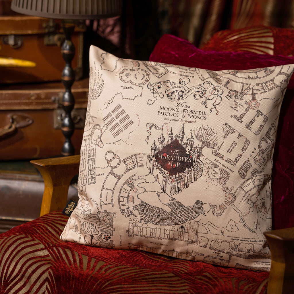 Funda de cojín 100% algodón con diseño del Mapa del Merodeador - MinaLima-Harry Potter