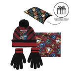 Pack Regalo Gorro Cuello Guantes Escudos Harry Potter