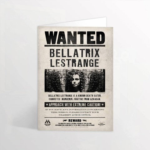 Tarjeta de felicitación lenticular - Se busca a Bellatrix Lestrange. Minalima-Harry Potter