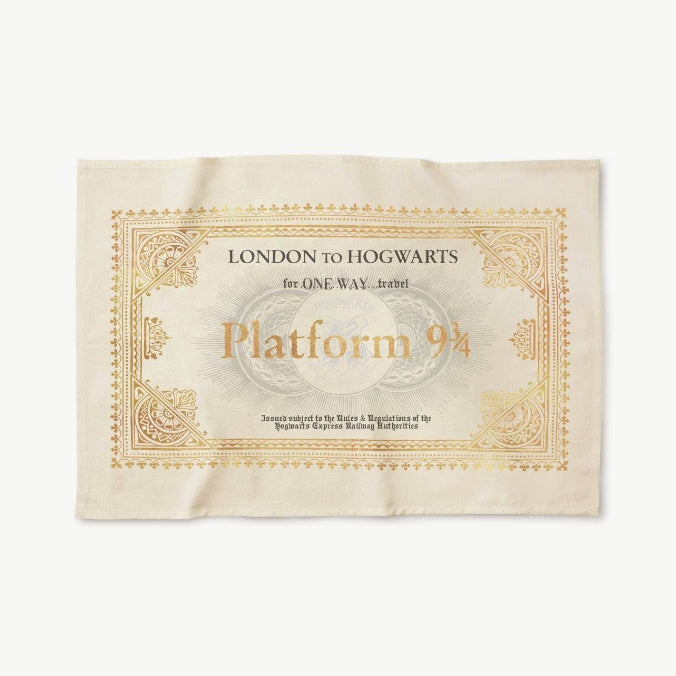 Paño de cocina con diseño de billete de Hogwarts. Minalima-Harry Potter