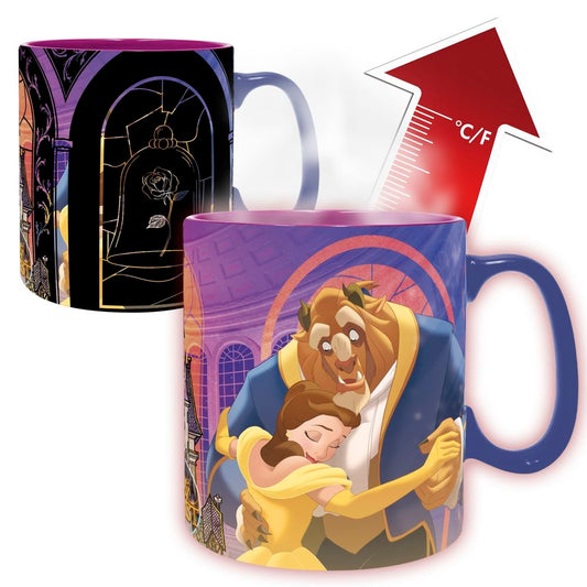 Taza Cambio De Calor 460 Ml La Bella Y La Bestia Disney