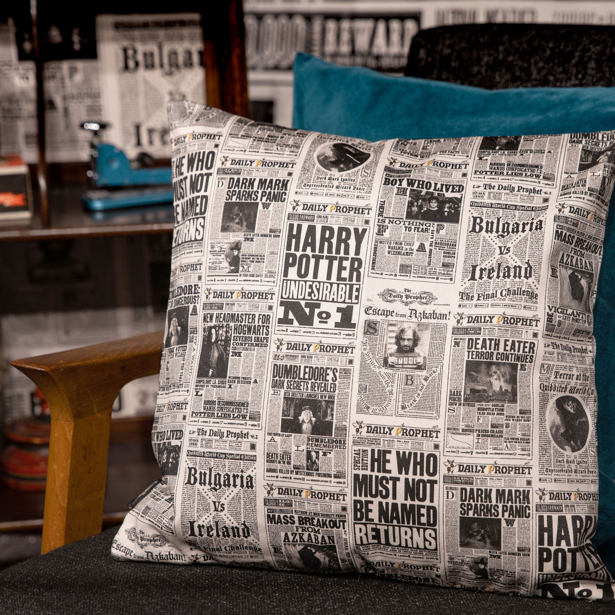 Funda de cojín 100% algodón, Gazeta Mágica - MinaLima-Harry Potter