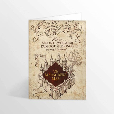 Tarjeta de felicitación - Mapa del Merodeador. Minalima-Harry Potter