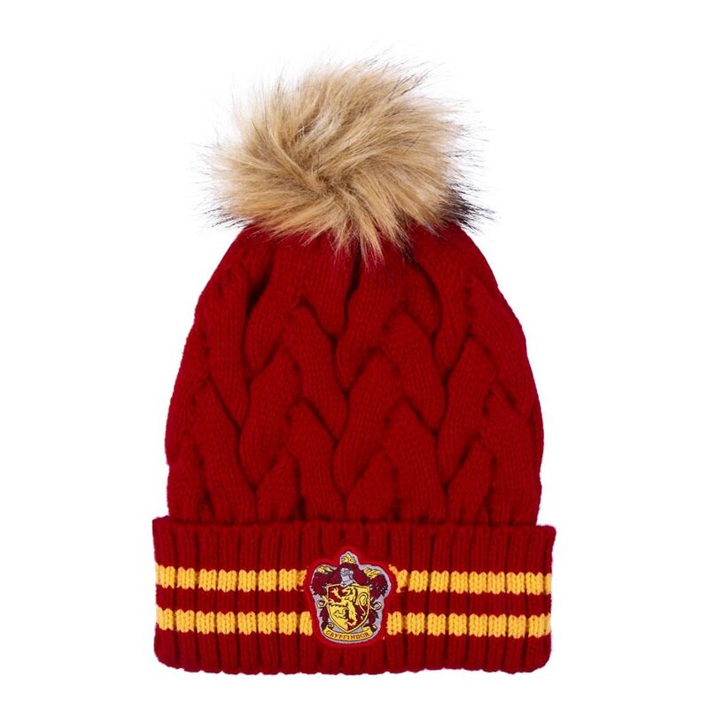 Gorro tricot pompom Gryffindor talla única