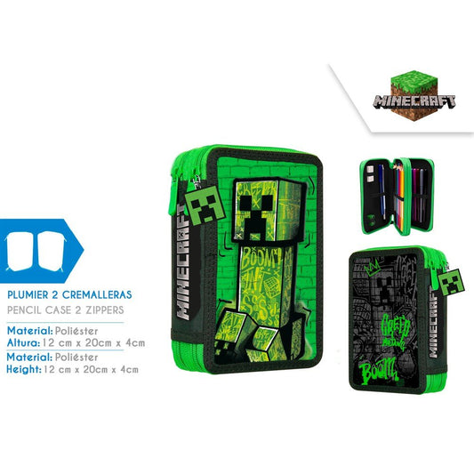 Estuche 2 Cremalleras Minecraft