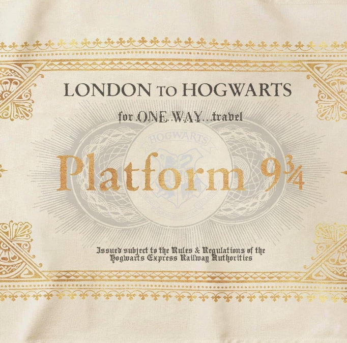 Paño de cocina con diseño de billete de Hogwarts. Minalima-Harry Potter