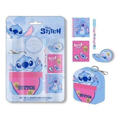Set Papelería Mini Mochila Llavero + Accesorios Stitch
