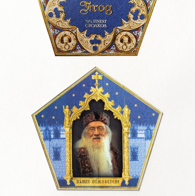 Tarjeta de felicitación lenticular de rana de chocolate. Minalima-Harry Potter