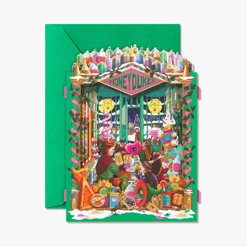 Tarjeta de felicitación 3D de Harry Potter - Honeydukes, la maravillosa tienda de dulces mágicos - Minalima