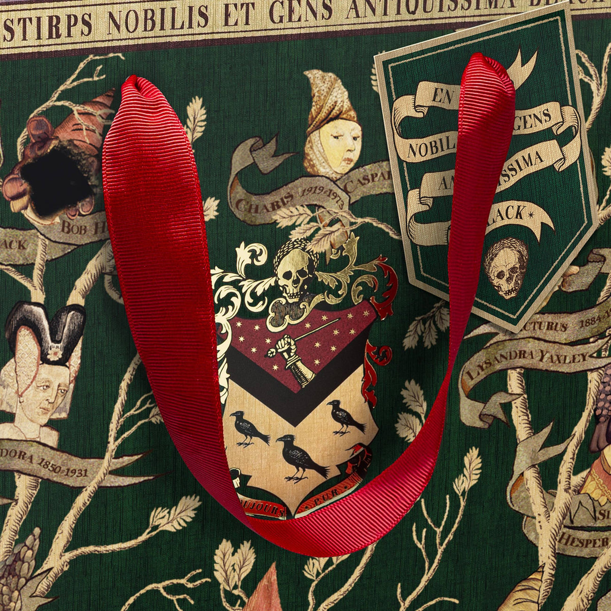 Bolsa de regalo grande, tapiz MinaLima negro - Harry Potter