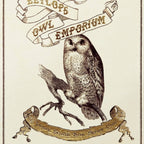 Tarjeta de felicitación de Eeylops Owl Emporium. Minalima-Harry Potter