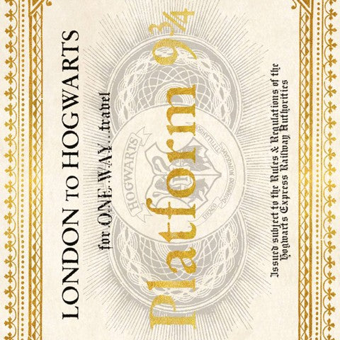 Tarjeta de felicitación - Billete del Expreso de Hogwarts. Minalima-Harry Potter
