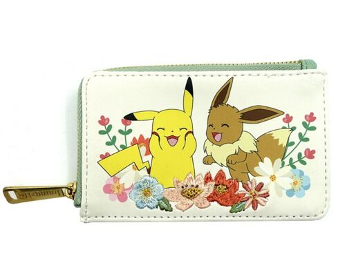 Tarjetero Pikachu & Eevee Floral