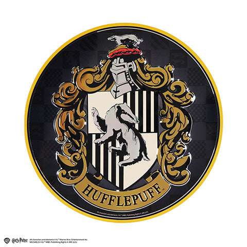 Placa redonda de aluminio Hufflepuff - Harry Potter