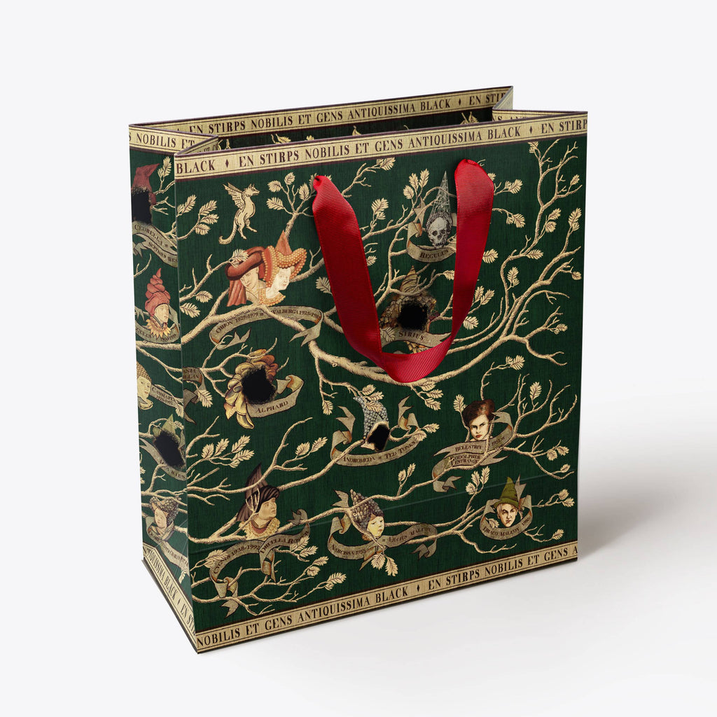 Bolsa de regalo grande, tapiz MinaLima negro - Harry Potter