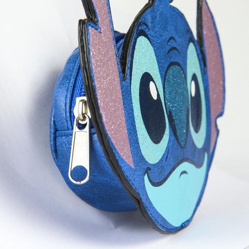 Monedero Redondo Con Forma Cara Stitch Azul