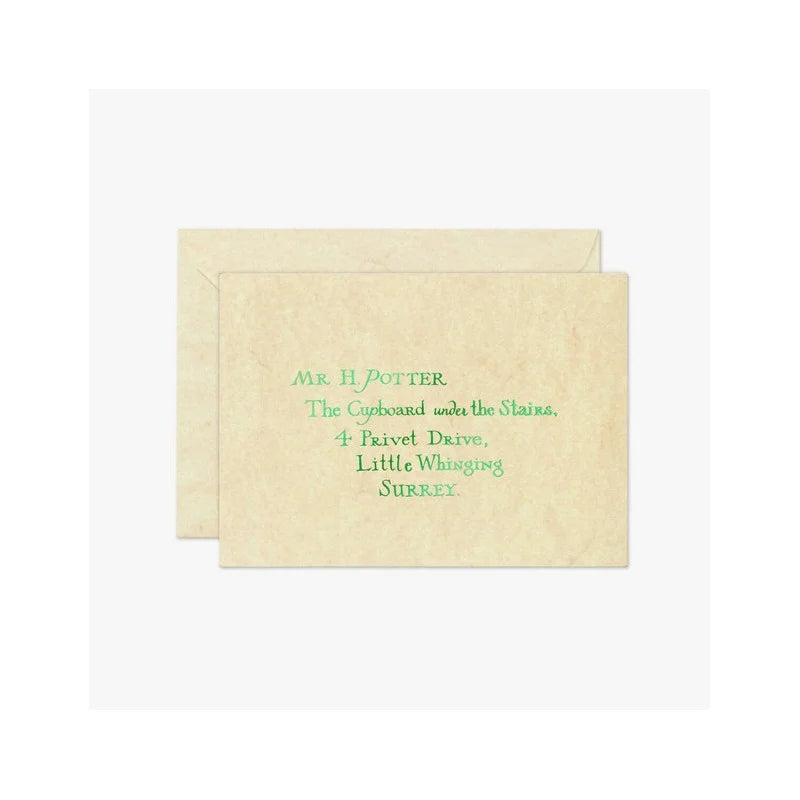 Tarjeta De Felicitación Con La Carta De Aceptación De Harry Potter – Minalima – 25 Años De Magia