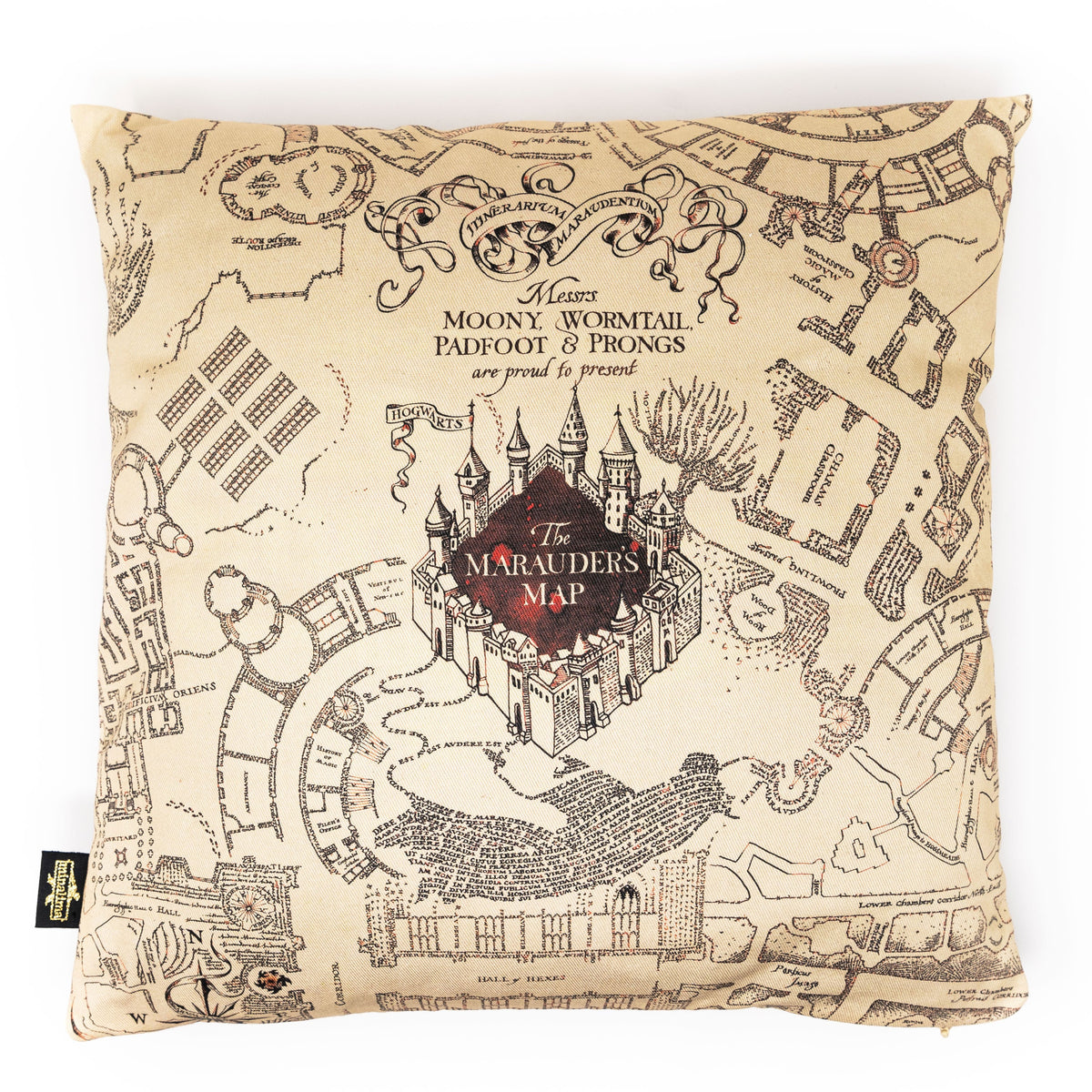 Funda de cojín 100% algodón con diseño del Mapa del Merodeador - MinaLima-Harry Potter