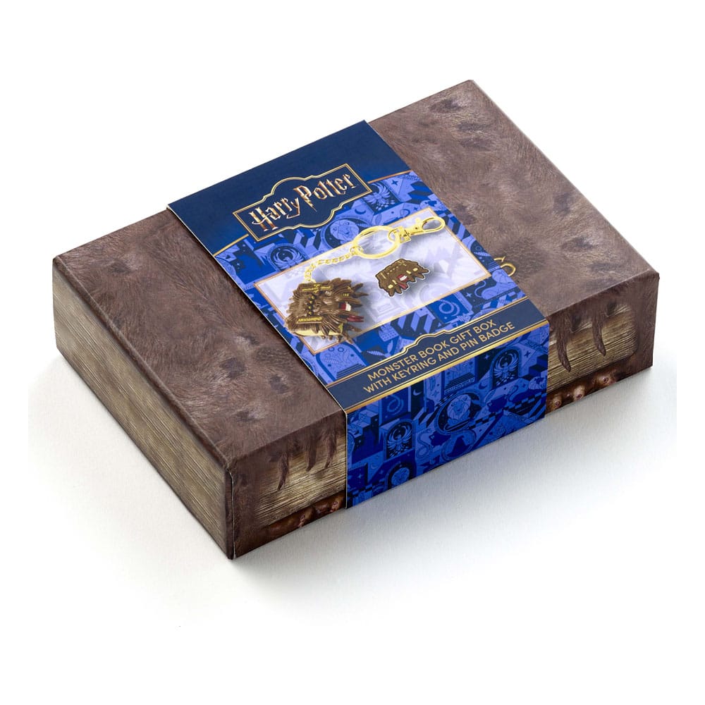 Harry Potter Monster Book Llavero y Insignia con alfiler Set de regalo