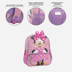 Mochila Guarderia Minnie Rosa Con Rejilla Con Lazo 3D