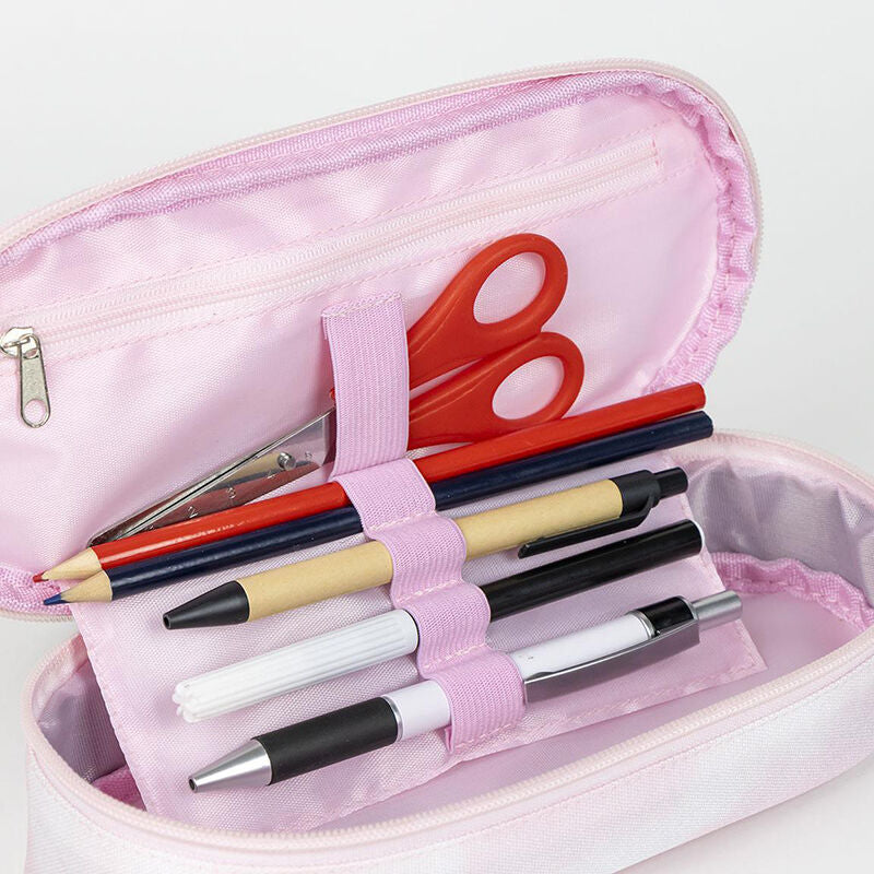Estuche Portatodo Logo Barbie washed out rosa ovalado 22,5 cm