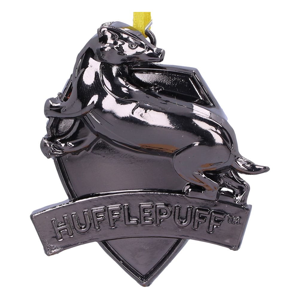 Harry Potter Decoración Árbol de Navidad Hufflepuff Crest (Silver) 6 cm