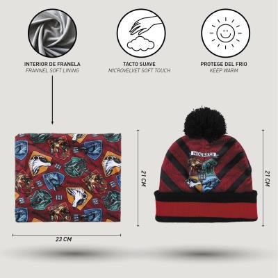Pack Regalo Gorro Cuello Guantes Escudos Harry Potter