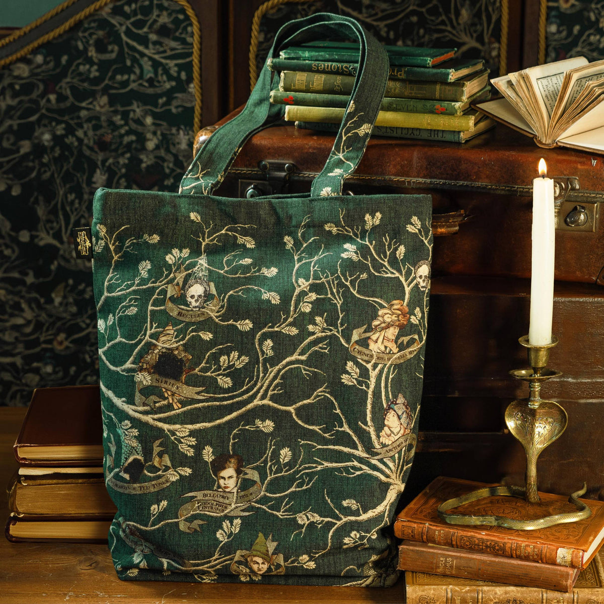 Bolso tote de tapicería MinaLima negro - Harry Potter