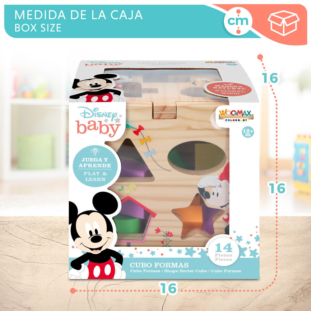Cubo formas madera Mickey Minnie Disney