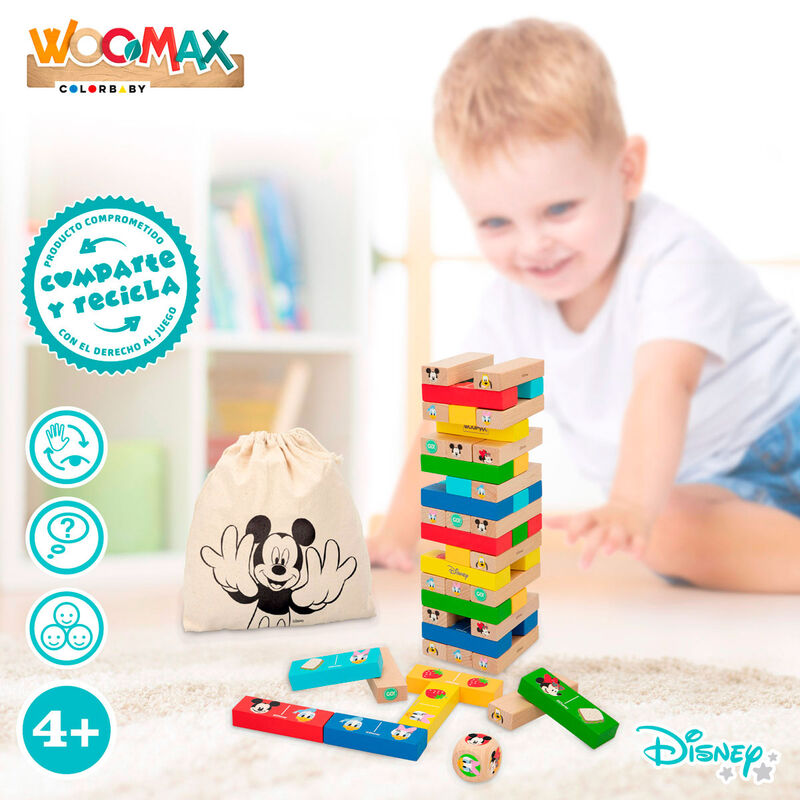 Juego Torre Bloques + Domino madera Disney