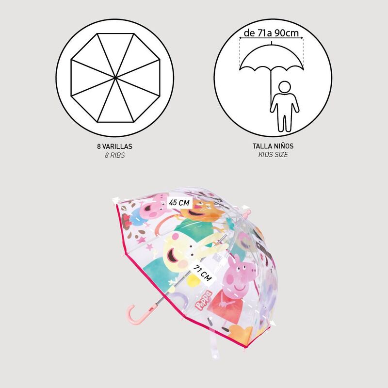 Paraguas manual burbuja Peppa Pig 45cm