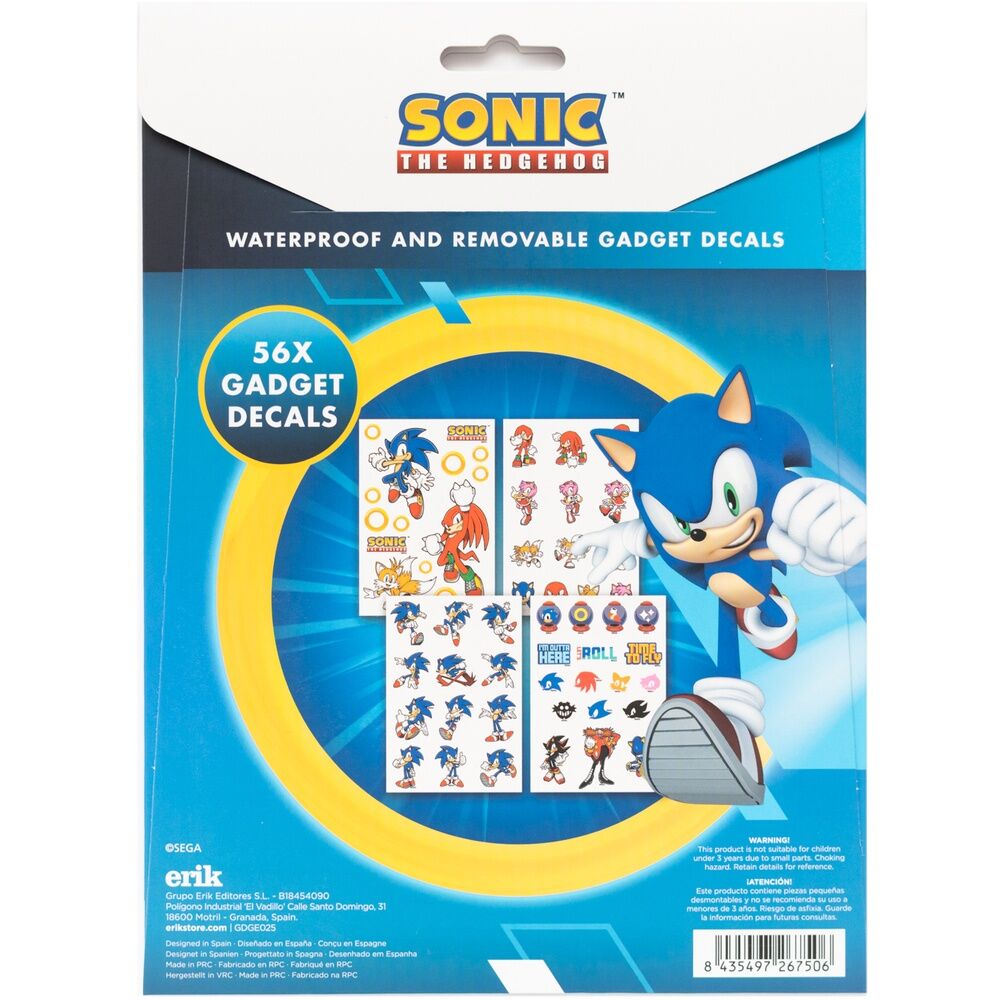Set pegatinas reutilizables Sonic The Hedgehog