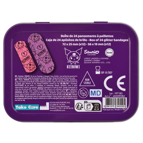 Caja Metal Tiritas Kuromi Hello Kitty