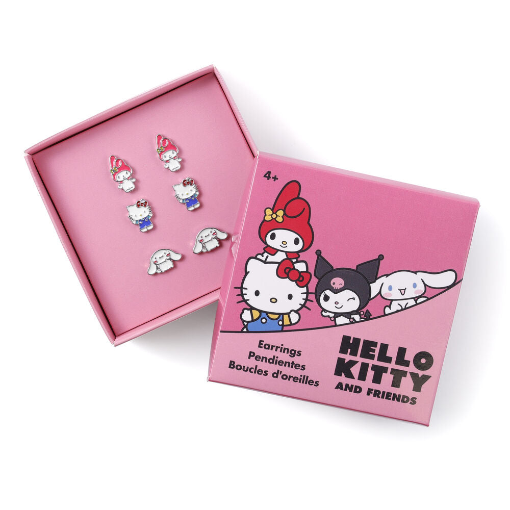 Set 3 Pares de pendientes Hello Kitty and Friends plata